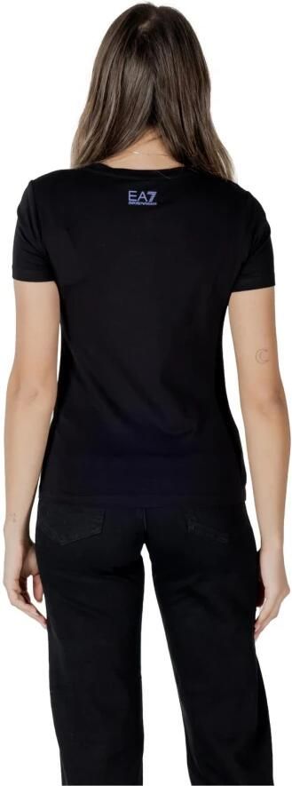 Emporio Armani EA7 Zwart Bedrukt Kort T-shirt met Korte Mouwen Black Dames - Foto 2