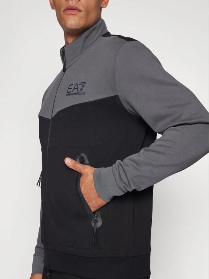 Emporio Armani EA7 Zwarte katoenen sweatsuit met comfortabele pasvorm Black Heren - Foto 3