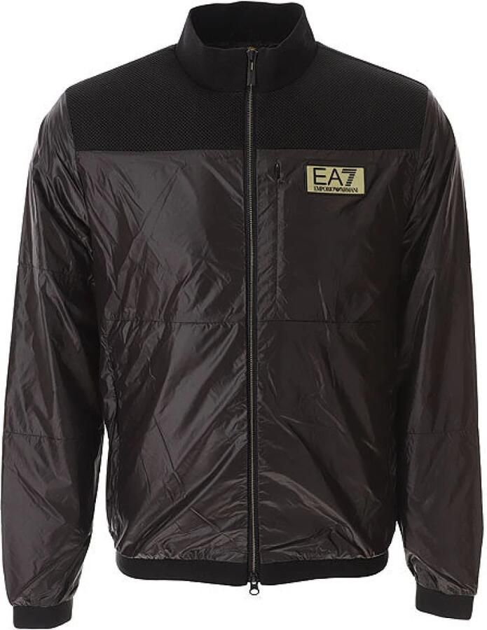 Emporio Armani EA7 Zwarte Crew Neck Zip Jas Ss24 Black Heren - Foto 3