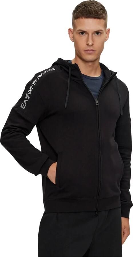Emporio Armani EA7 Zwarte Full-Zip Hoodie Trui Black Heren - Foto 4