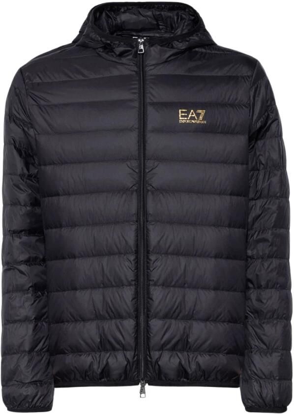 Emporio Armani EA7 Zwarte Gewatteerde Jas met Rits Capuchon Black Heren - Foto 7