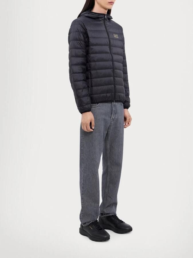 Emporio Armani EA7 Zwarte Gewatteerde Jas met Rits Capuchon Black Heren - Foto 2