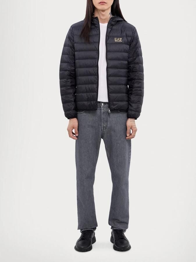Emporio Armani EA7 Zwarte Gewatteerde Jas met Rits Capuchon Black Heren - Foto 4