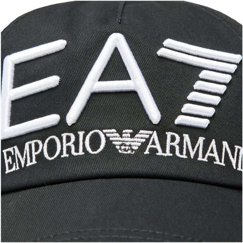 Emporio Ar i EA7 Zwarte Katoenen Pet met Geborduurd Logo Black
