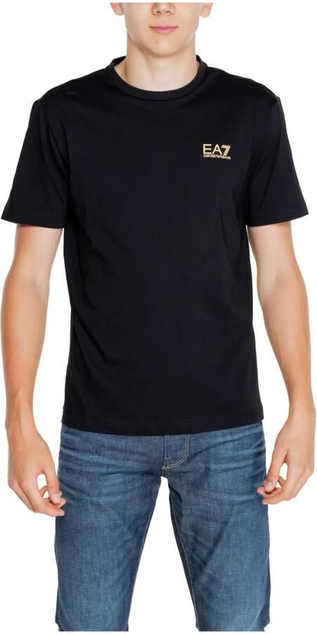 Emporio Armani EA7 Zwarte Katoenen T-shirt met Korte Mouwen Black Heren - Foto 2