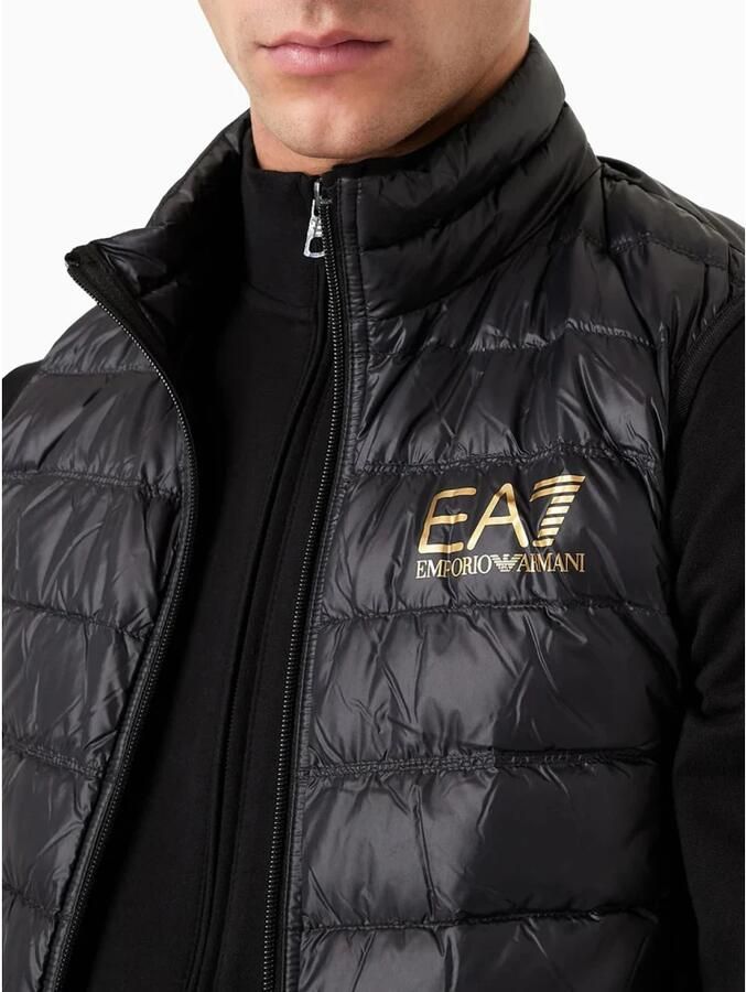 Emporio Armani EA7 Gedrukt Logo Donzen Vest voor Heren Black Heren