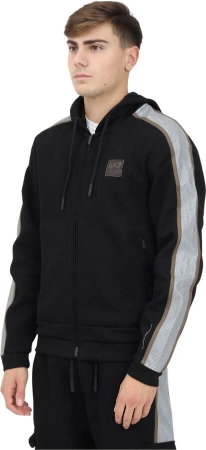 Emporio Armani EA7 Zwarte Zip-trui met Sportieve Details Black Heren - Foto 3