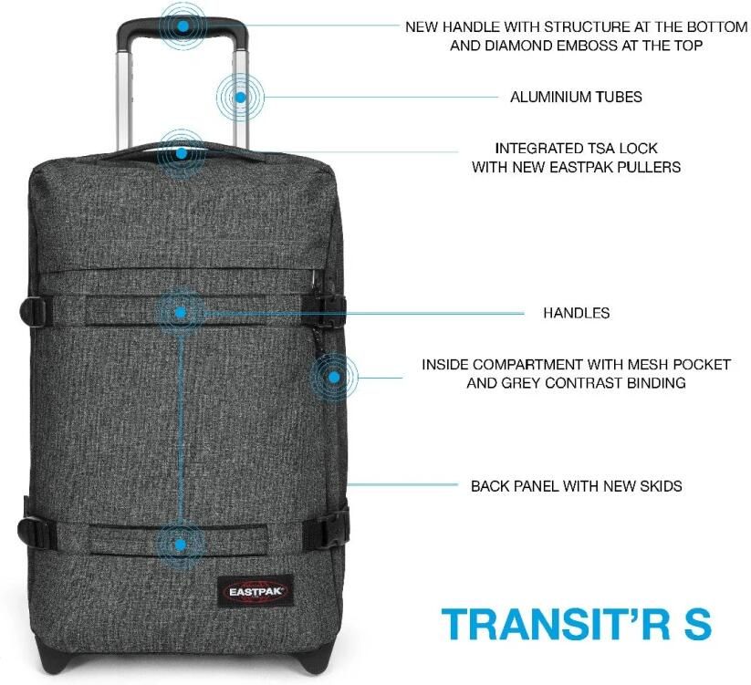 Eastpak Transit'R S 77H Zwart Denim Reiskoffer Gray Unisex - Foto 5