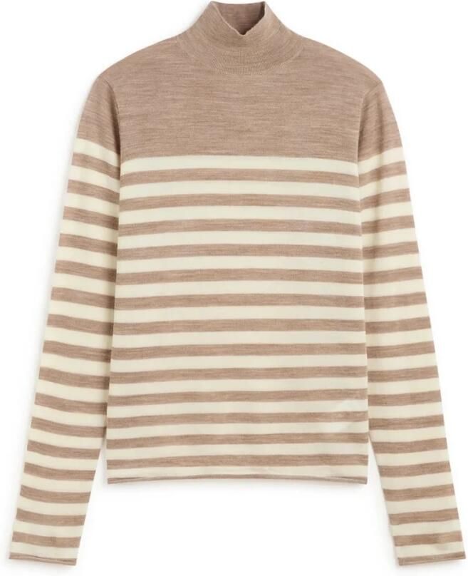 Ecoalf Gestreepte Gebreide Turtlenecks Beige Dames - Foto 4