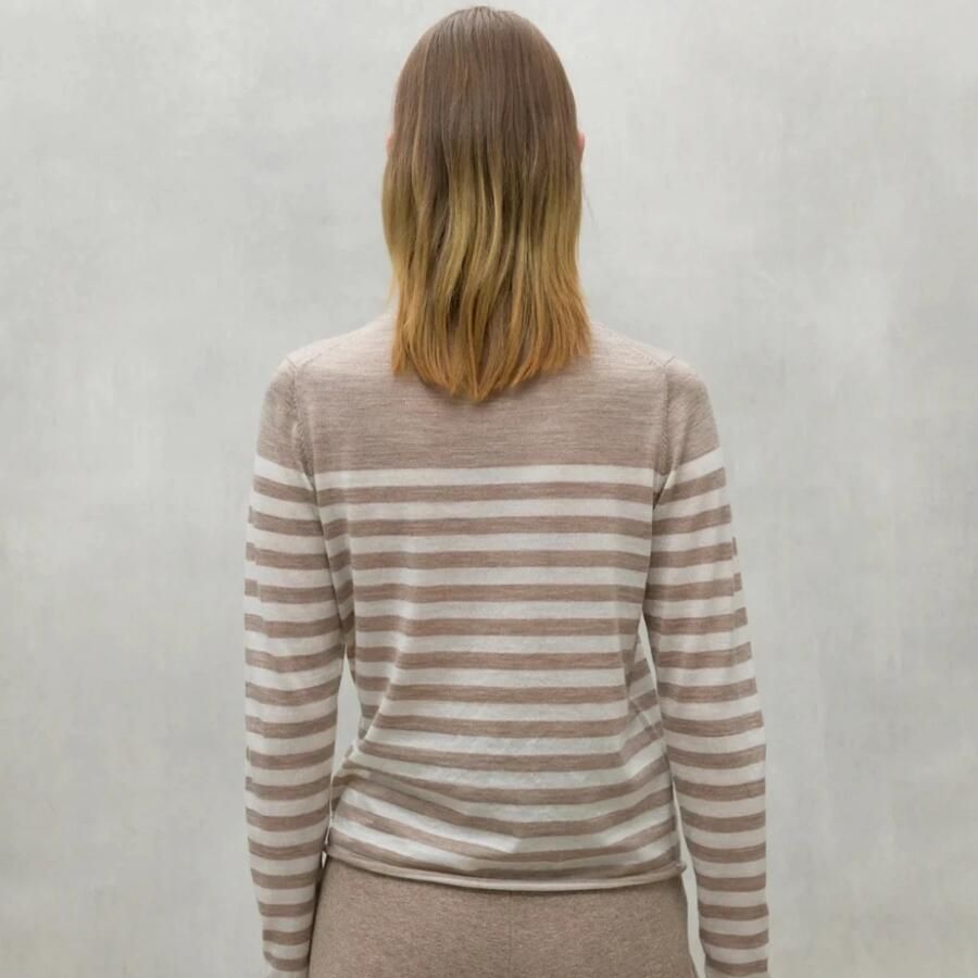 Ecoalf Gestreepte Gebreide Turtlenecks Beige Dames