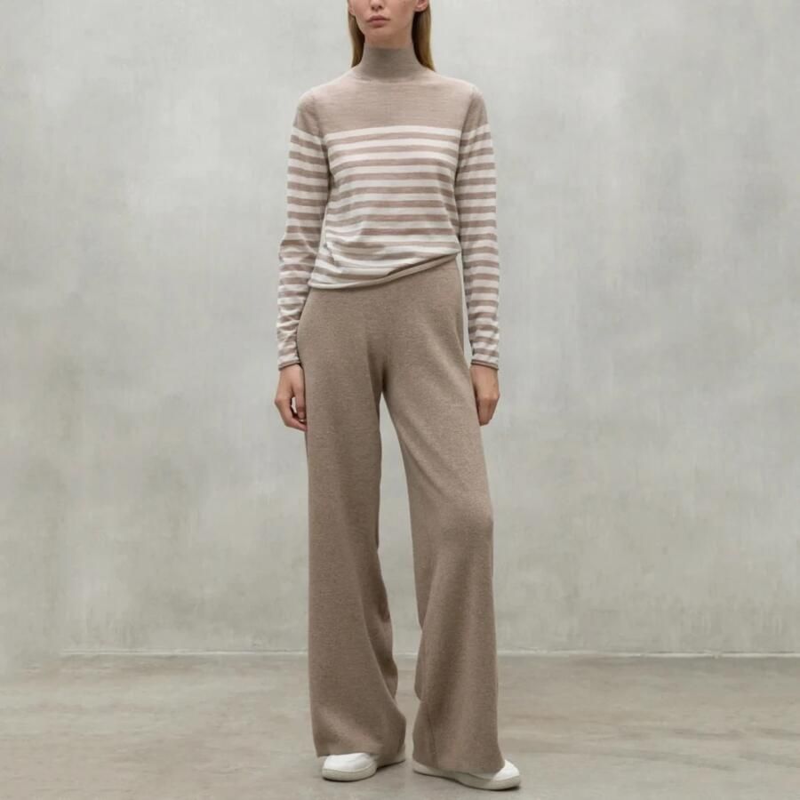 Ecoalf Gestreepte Gebreide Turtlenecks Beige Dames - Foto 2