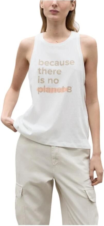 Ecoalf Mouwloos Underlinedalf T-shirt White Dames