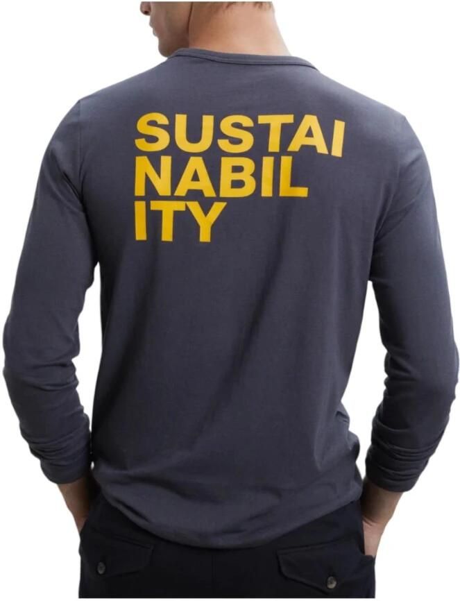 Ecoalf Organisch T-shirt met lange mouwen Nabil Blue Heren