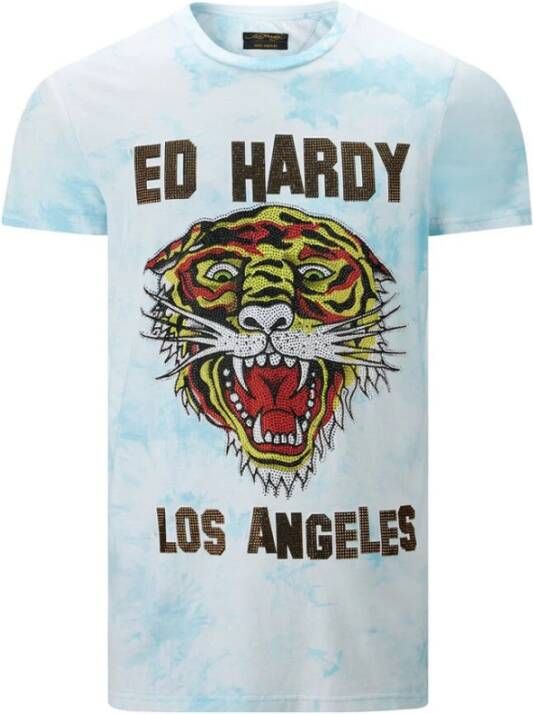 Ed Hardy T-shirt Korte Mouw Los tigre t-shirt turquesa