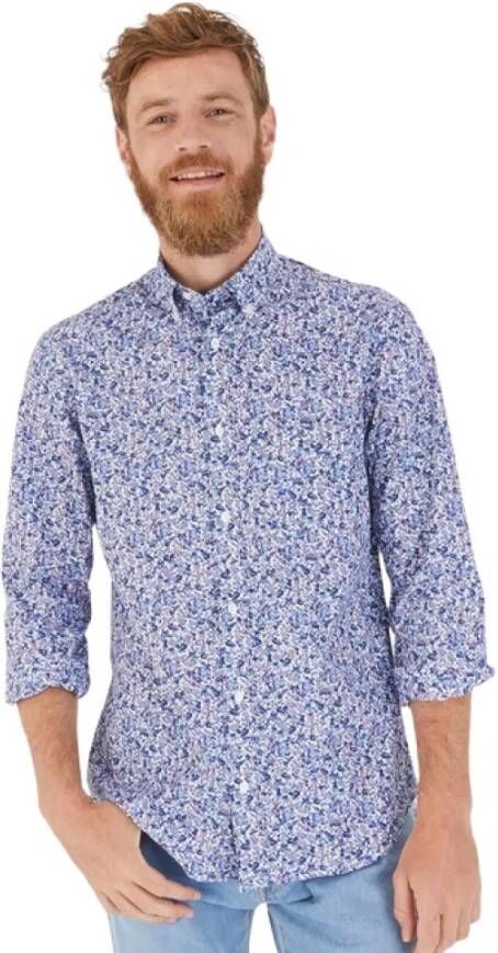 Eden Park Bloempatroon Overhemd Blauw Heren