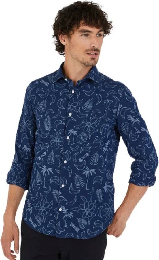 Eden Park Exotisch patroonhemd Blauw Heren