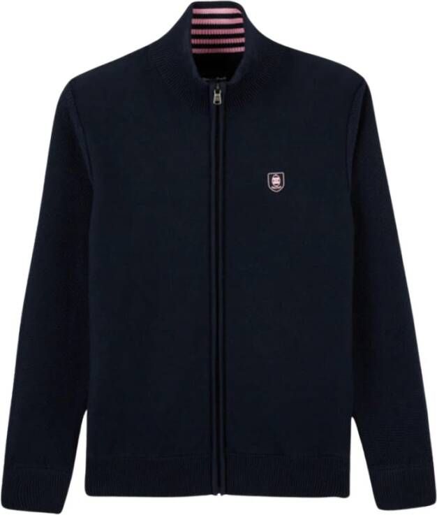 Eden Park Heren Zip Cardigan met Rugby Bal Logo Zwart Heren