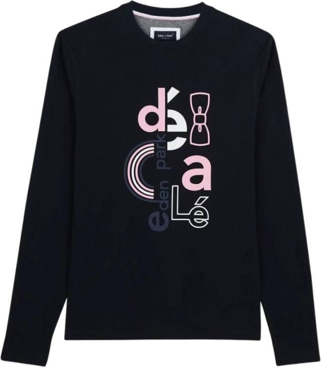 Eden Park T-shirt met lange mouwen Zwart Heren