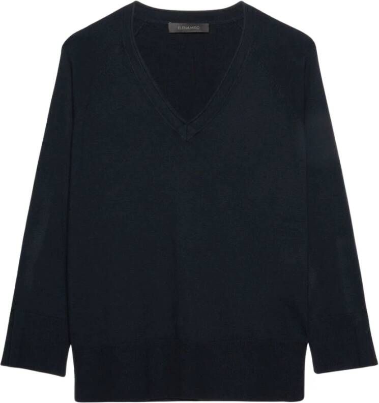 Elena Mirò V-hals Viscose Pullover Blue Dames