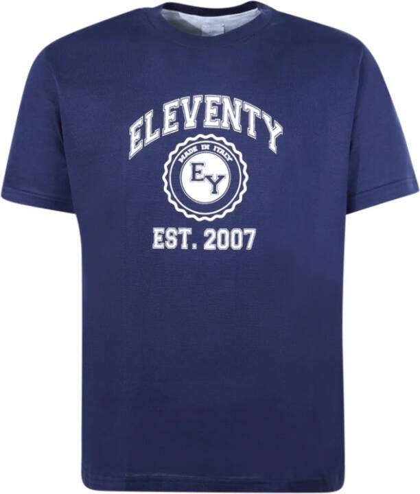 Eleventy Blauw T-shirt met Logo Print Blauw Heren