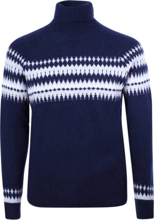 Eleventy Blauwe Turtleneck Sweater met Raglan Mouwen Blauw Heren