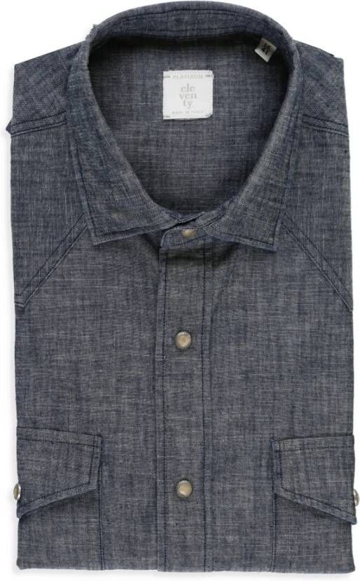 Eleventy Casual Shirts Blauw Heren