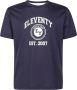Eleventy College Print Ronde Hals T-Shirt Blauw Heren - Thumbnail 1