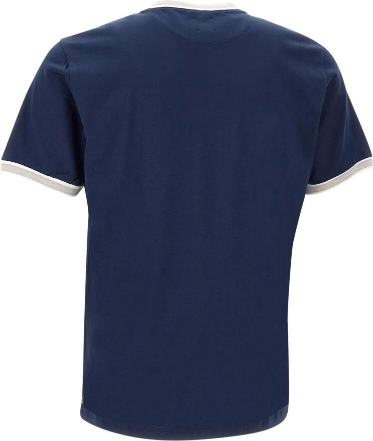 Eleventy Blauw Katoenen T-shirt met Contrasterende Profielen Blue Heren - Foto 2