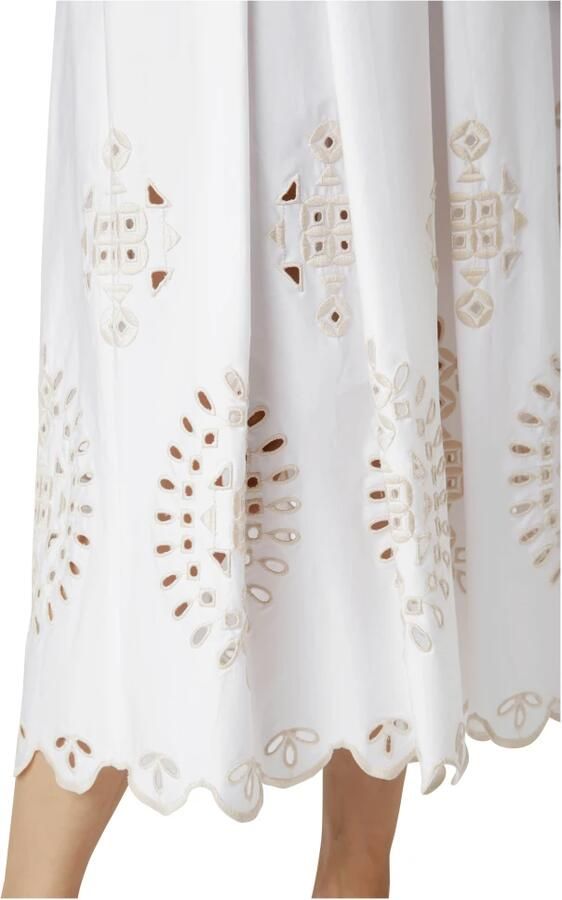 Eleventy Geborduurde Stretch Katoenen Midi Rok White Dames - Foto 2