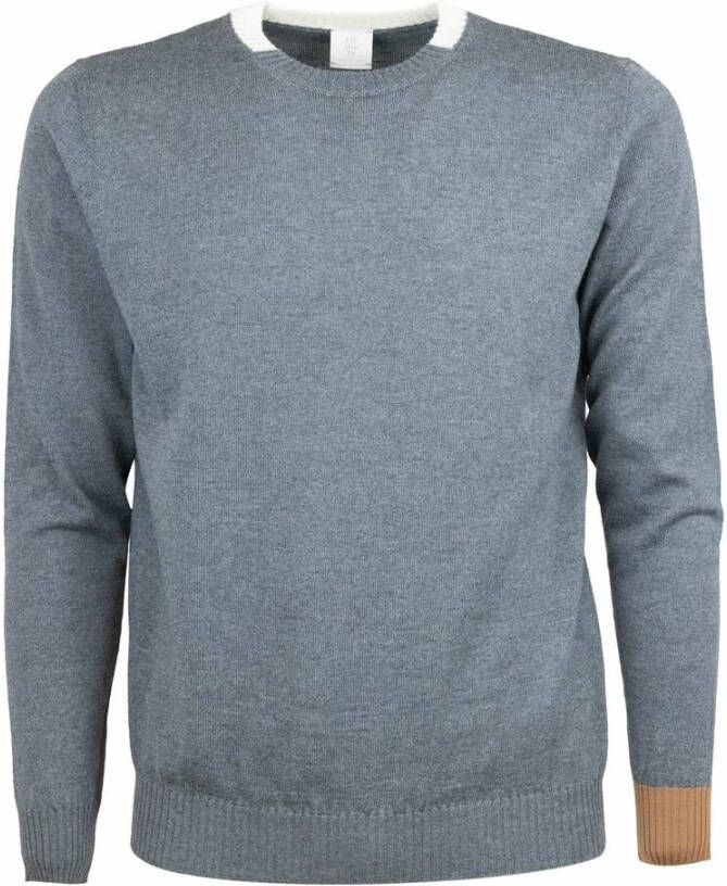 Eleventy Slim Grijs Colorblock Sweater Gray Heren