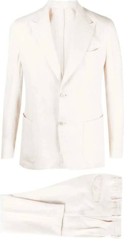 Eleventy Single Breasted Suits Beige Heren