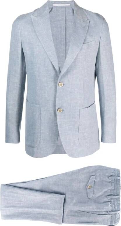 Eleventy Single Breasted Suits Blauw Heren