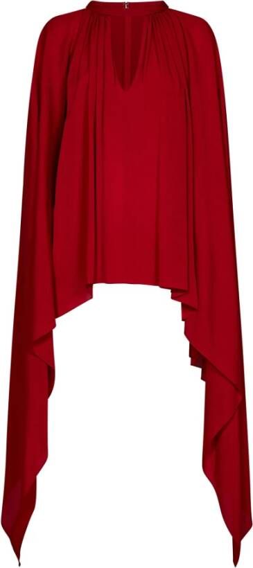 Elie Saab Rode Zijden Shirt met V-Hals en Vleermuismouwen Rood Dames