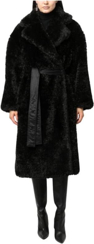 Elisabetta Franchi 110 Nero Coat Stijlvol en trendy Zwart Dames