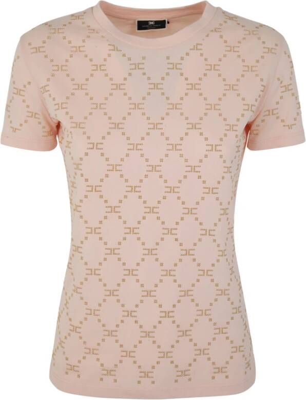 Elisabetta Franchi Babyroze Gebreide Top met Ronde Hals Roze Dames