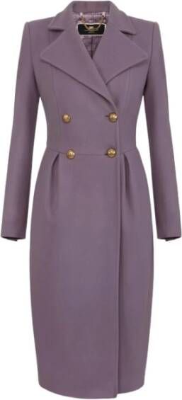 Elisabetta Franchi Belted Coats Purple Dames