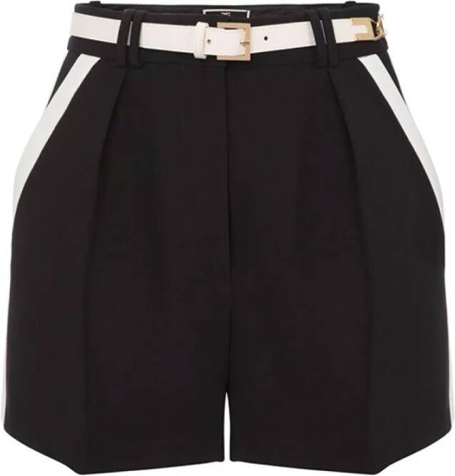 Elisabetta Franchi Bicolor korte shorts met pincet Zwart Dames