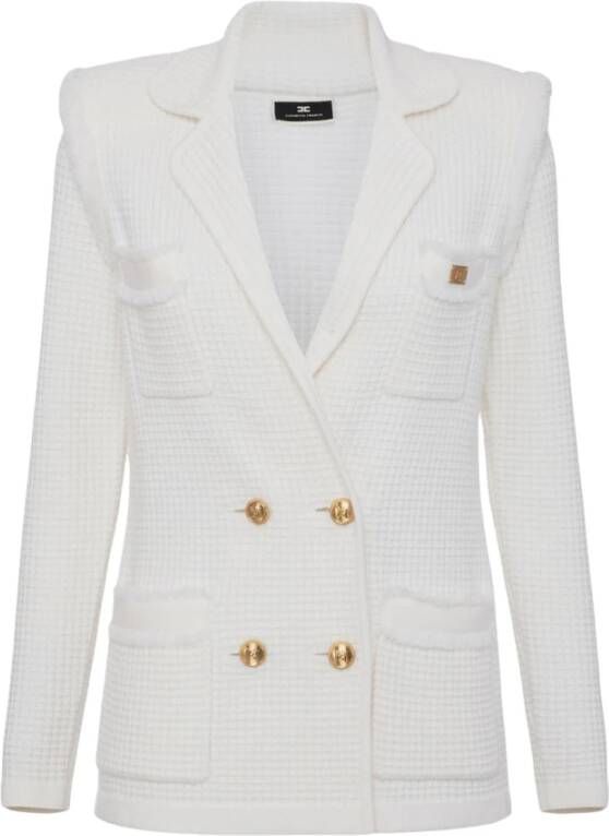 Elisabetta Franchi Peak Revers Blazer Jas Beige Dames