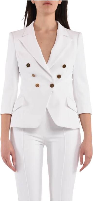 Elisabetta Franchi Dubbelbreasted Blazer Jas White Dames