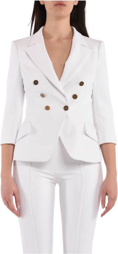 Elisabetta Franchi Stretch Dubbel Crêpe Jas White Dames