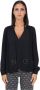 Elisabetta Franchi Zwarte Georgette Viscose Shirt met Fluweel Logo Sjaal Black Dames - Thumbnail 4