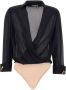Elisabetta Franchi Zwart Georgette Body Shirt met Opgevulde Schouders Black Dames - Thumbnail 1
