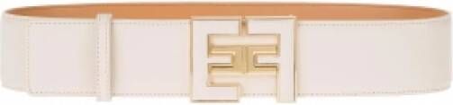 Elisabetta Franchi Bombata Riem van Kunstleer met Logo Plaque Beige Dames