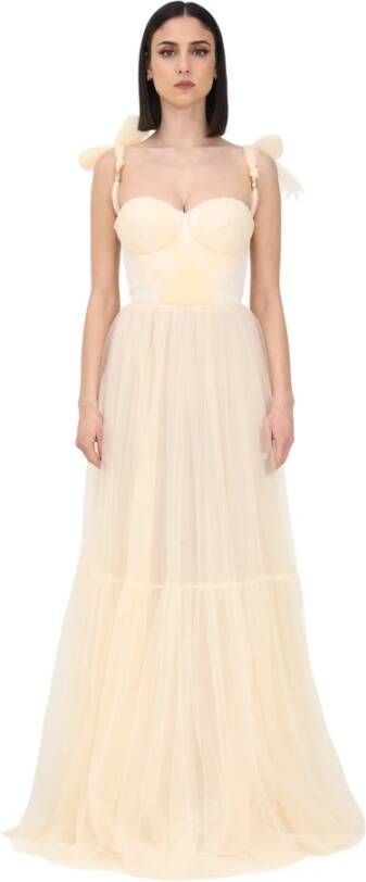 Elisabetta Franchi Boter Tule Gerimpelde Jurk Geel Dames