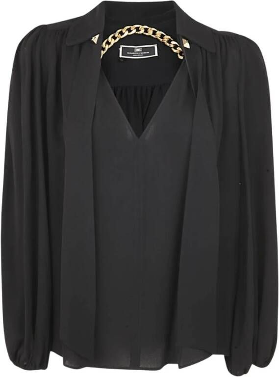 Elisabetta Franchi "Botergele V-Hals Blouse" Zwart Dames