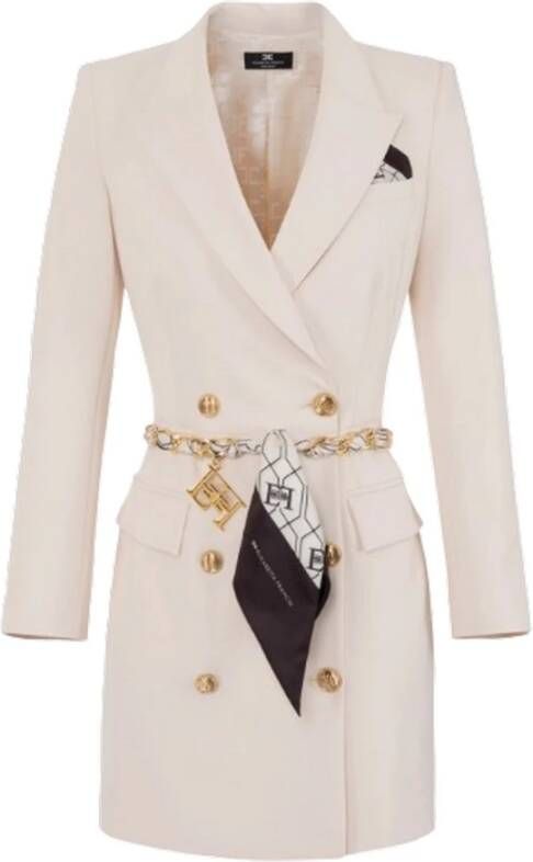 Elisabetta Franchi Casual jurk Samenstelling: 96% Polyester 4% Elastaan White Dames