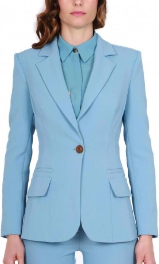 Elisabetta Franchi "Crepe Blazerjas in Azzurro" Blauw Dames