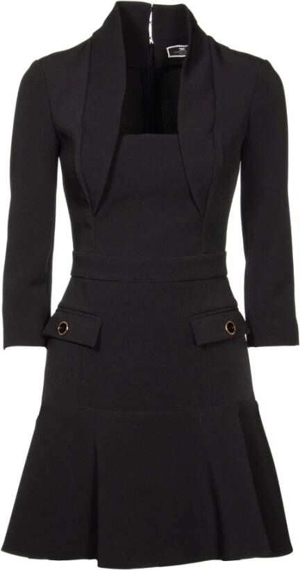 Elisabetta Franchi Korte Polyester Jurk met Ruche Black Dames