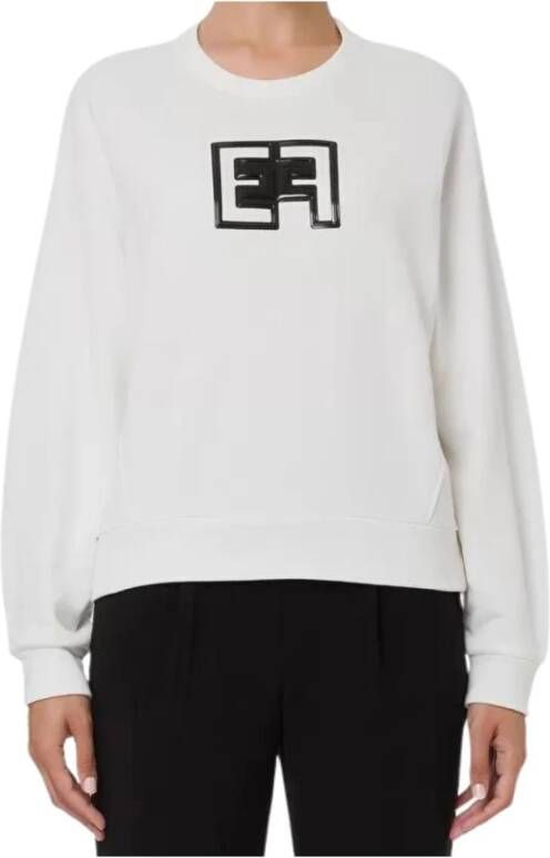 Elisabetta Franchi Dames Sweatshirt met Logo Verfeffect Wit Dames