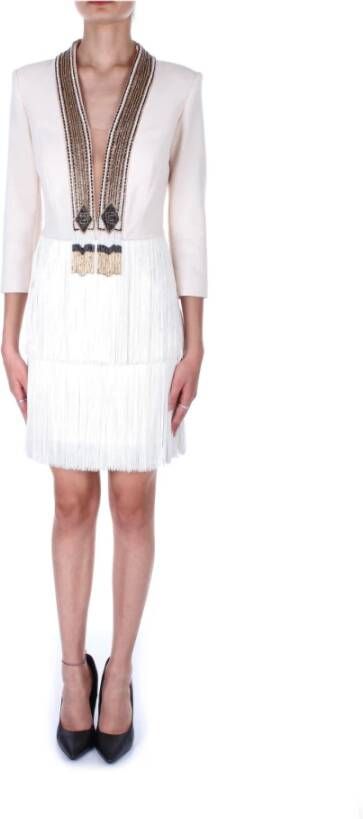 Elisabetta Franchi Damesjurken met ritssluiting aan de achterkant Beige Dames